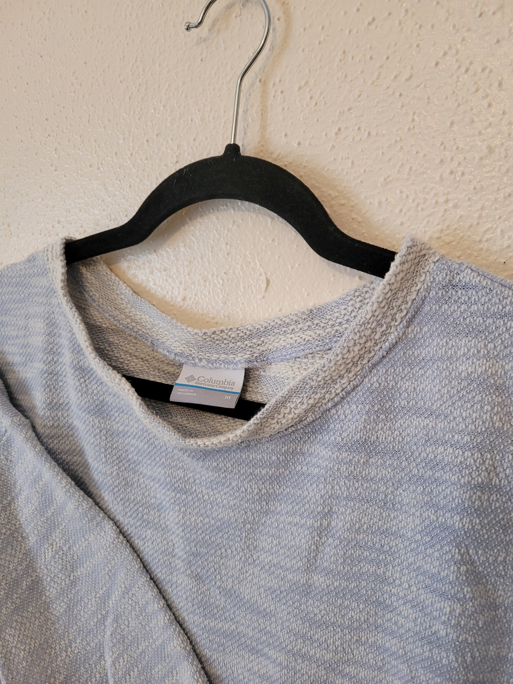 Columbia Women’s Medium Blue White Marled Knit 3/4 Sleeve Pullover Sweater - Picture 6 of 8